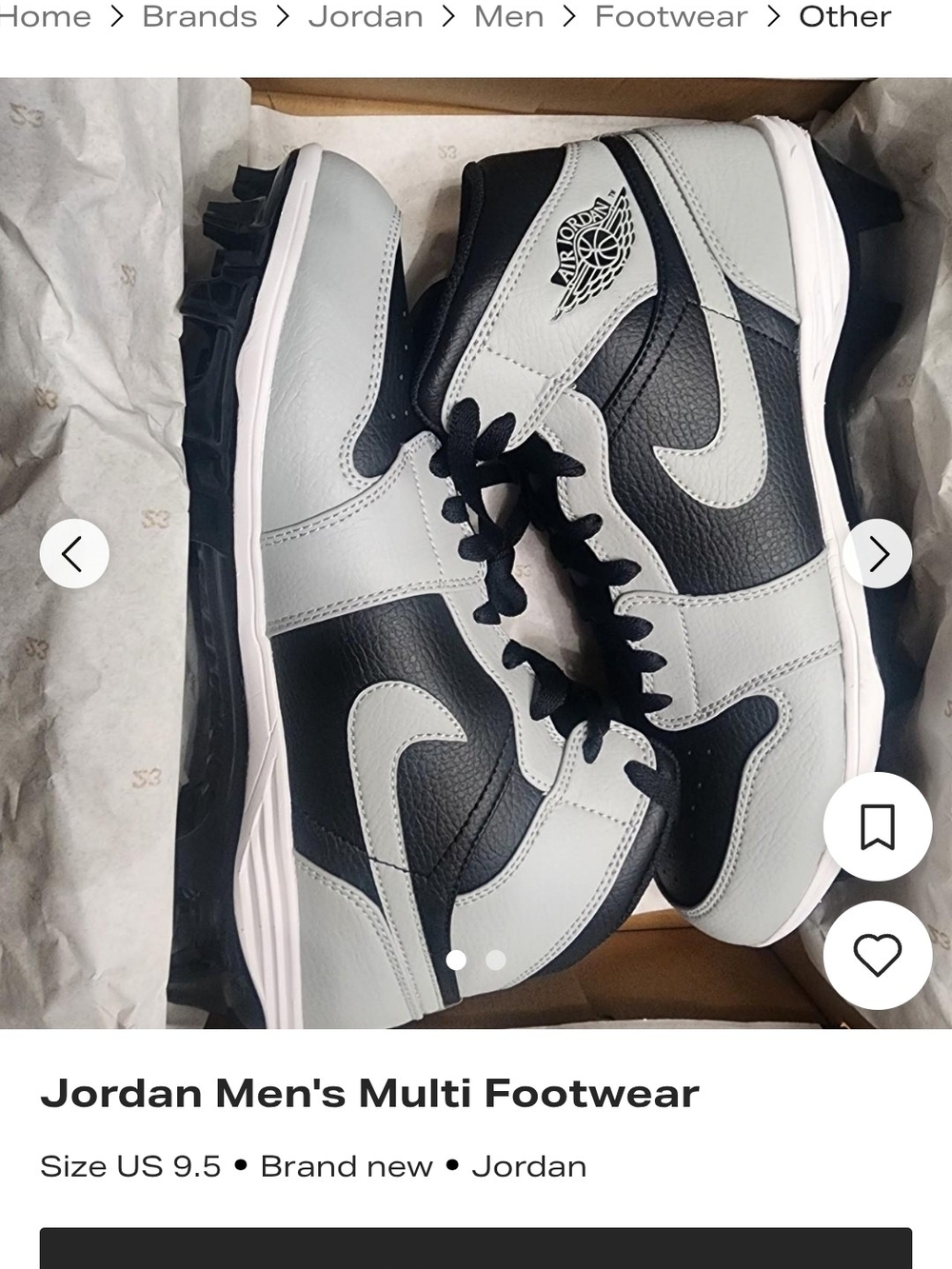 Nike Air Jordan 1 Mid TD football/baJordan Men's Black and Gray Low-Top Sneakers